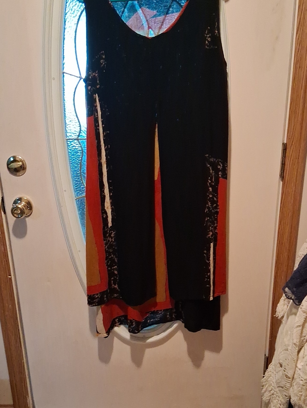 Animale Colorblock Sleeveless Dress in Black, Red and Mustard